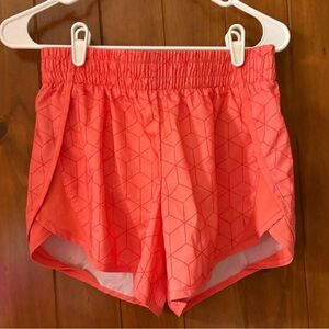 Coral Geometric Girls Athletic Shorts